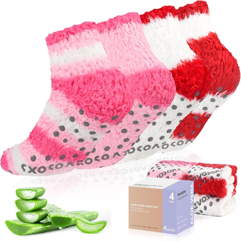 Revosoxs Fuzzy Grip Socks for Women Men,Thick Warm Slipper Cozy Fluffy Non Slip Ankle Hospital socks With Grips. - Image 1